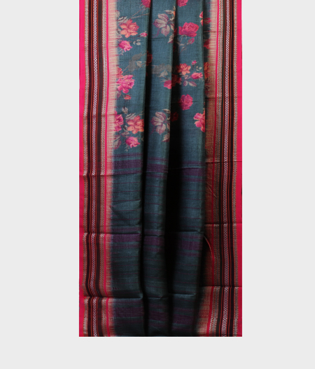 Greenish Grey Vidarbha Tussar Printed Saree T1915842