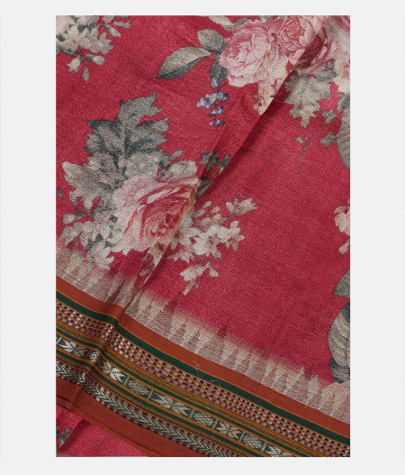 Red Vidarbha Tussar Printed Saree T191588-image