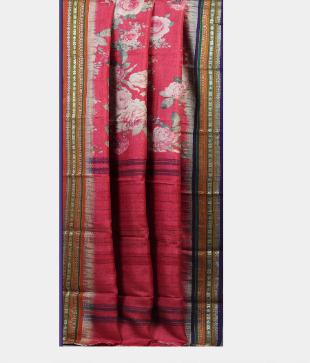 Red Vidarbha Tussar Printed Saree T1915882