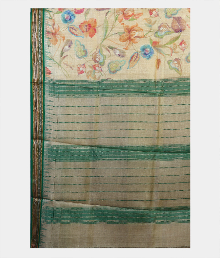 Beige Vidarbha Tussar Printed Saree T1915764