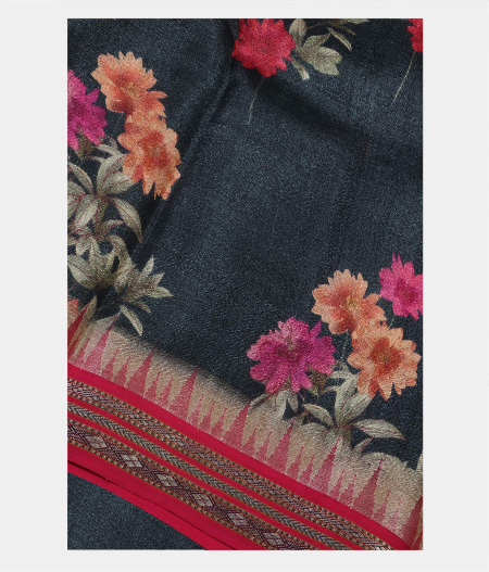 Grey Vidarbha Tussar Printed Saree T191585-image