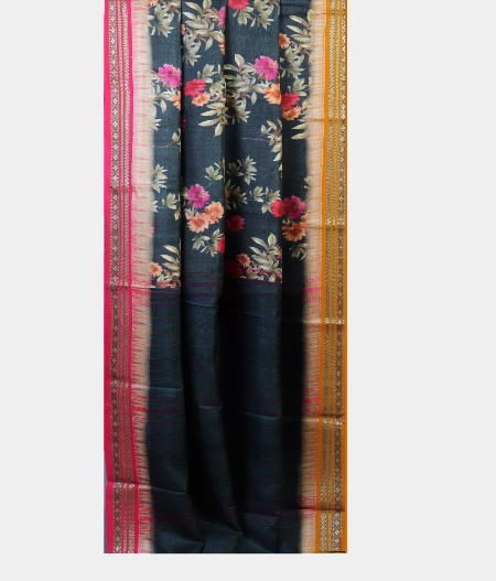 Grey Vidarbha Tussar Printed Saree T1915852