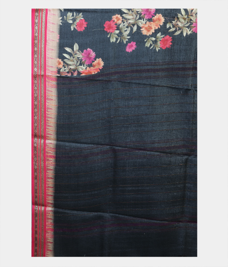 Grey Vidarbha Tussar Printed Saree T1915854