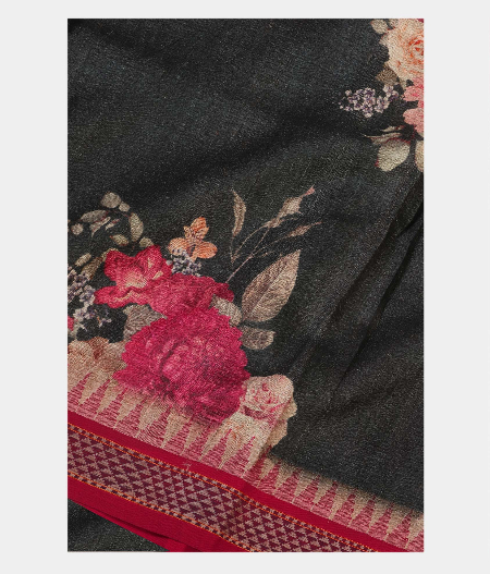 Black Vidarbha Tussar Printed Saree  T191579-image