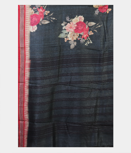 Black Vidarbha Tussar Printed Saree  T1915794