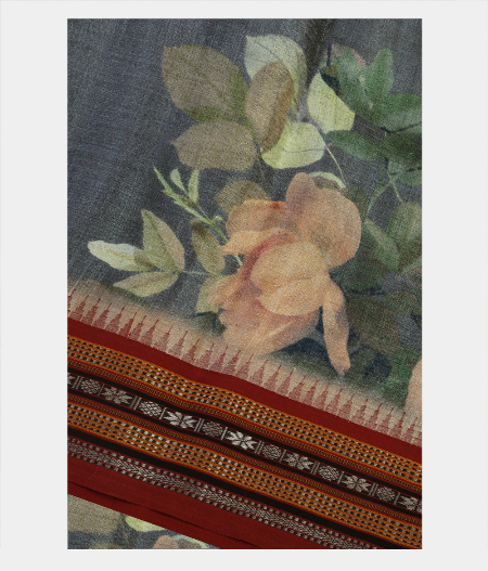 Grey Vidarbha Tussar Printed Saree T191581-image