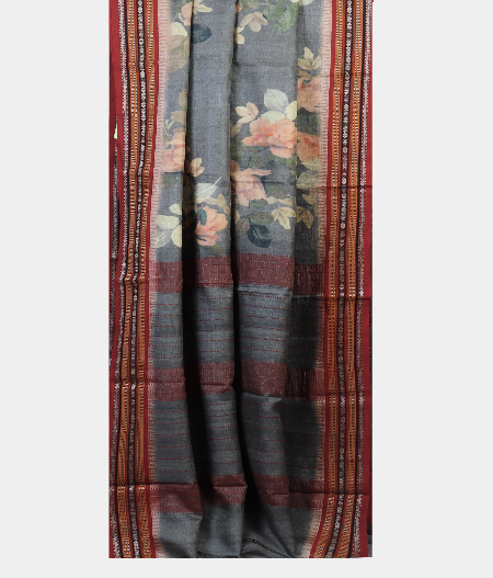 Grey Vidarbha Tussar Printed Saree T1915812
