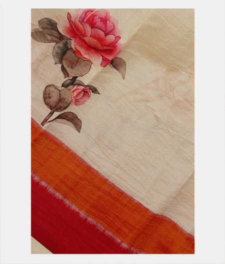 Light Yellow Printed Soft Silk Saree T187404-image