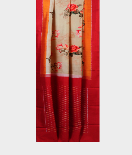 Light Yellow Printed Soft Silk Saree T1874042