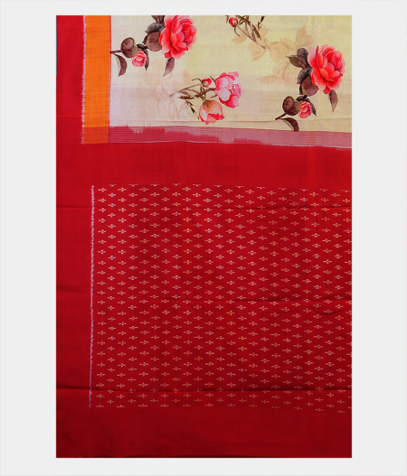 Light Yellow Printed Soft Silk Saree T1874044