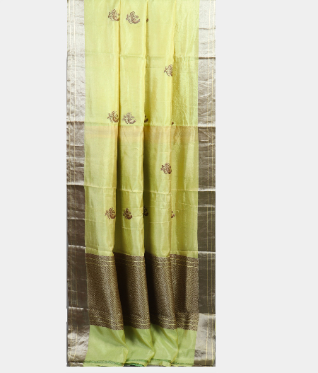 Light Yellow  Banaras Tissue Silk Saree T1932942