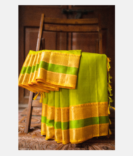 Lime Green Handwoven Kanjivaram Silk Saree T43613-image