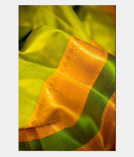 Lime Green Handwoven Kanjivaram Silk Saree T436132