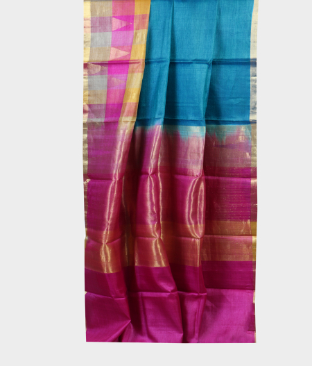 Peacock Blue Handwoven Tussar Saree T36672
