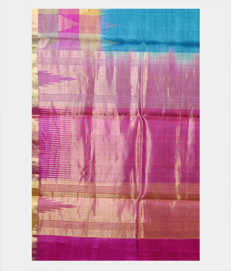 Peacock Blue Handwoven Tussar Saree T36674