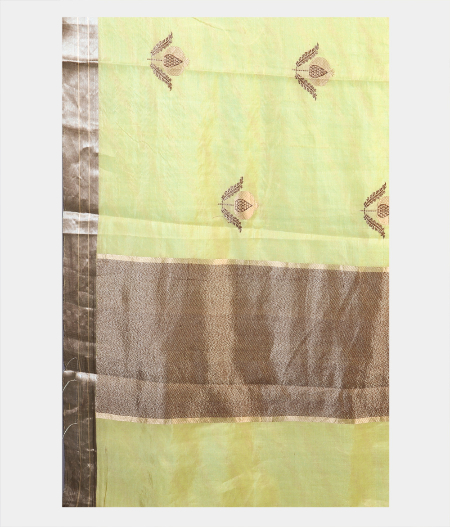 Yellowish Green Banaras Tissue Silk Saree T1932634