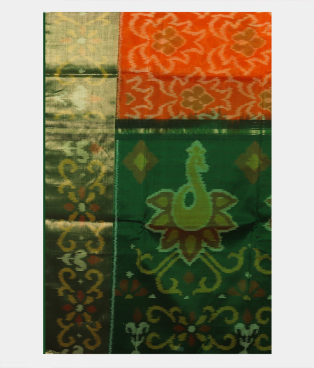 Orange Pochampalli Silk Cotton Saree T1887194