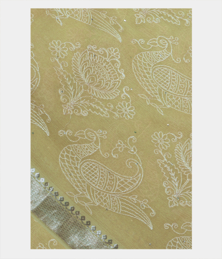 Green Chiffon Embroidery Silk Saree T186125-image
