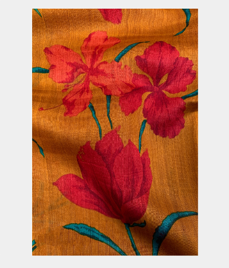 Yellow Soft Tussar Printed Saree T1656412