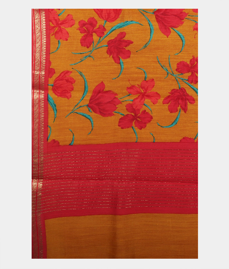 Yellow Soft Tussar Printed Saree T1656414