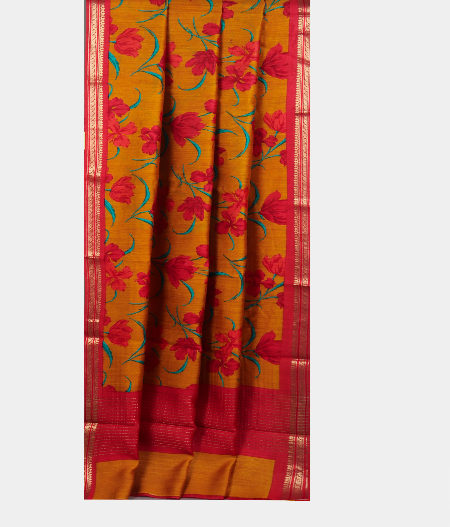 Yellow Soft Tussar Printed Saree T1656415
