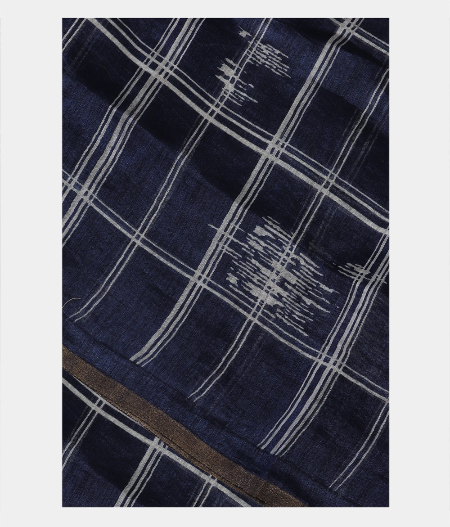Blue Embroidery Linen Saree T197921-image