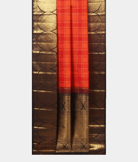 Orange and Red Handwoven Kanjivaram Silk Saree T1383612