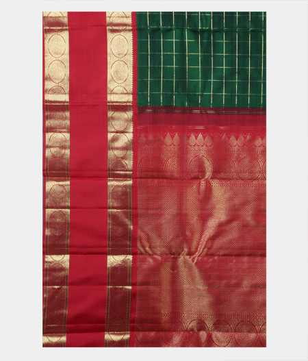 Green Handwoven Kanjivaram Silk Saree T1591634