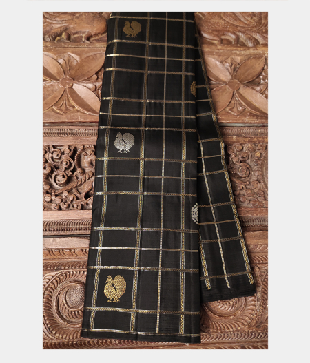 Black Handwoven Kanjivaram Silk Saree T134104-image