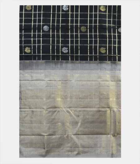 Black Handwoven Kanjivaram Silk Saree T1341044