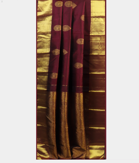 Burgundy Handwoven Kanjivaram Silk Saree T1927382