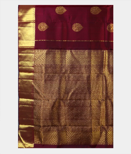 Burgundy Handwoven Kanjivaram Silk Saree T1927384