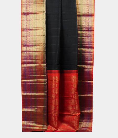 Black Handwoven Kanjivaram Silk Saree T1550292