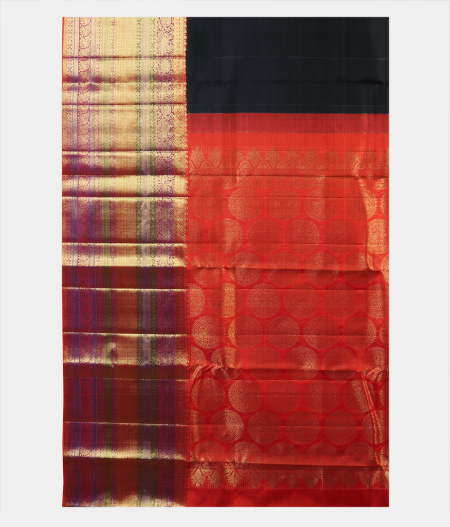 Black Handwoven Kanjivaram Silk Saree T1550294