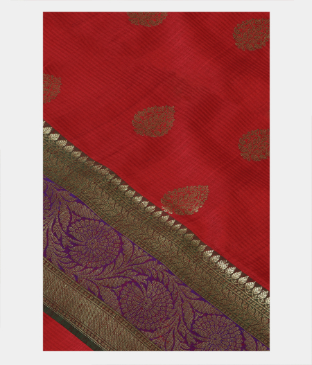 Red Banaras Tussar Saree T195895-image