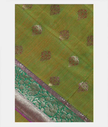 Yellowish Green Banaras Tussar Saree T195934-image