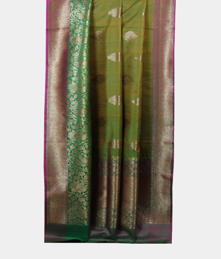 Yellowish Green Banaras Tussar Saree T1959342