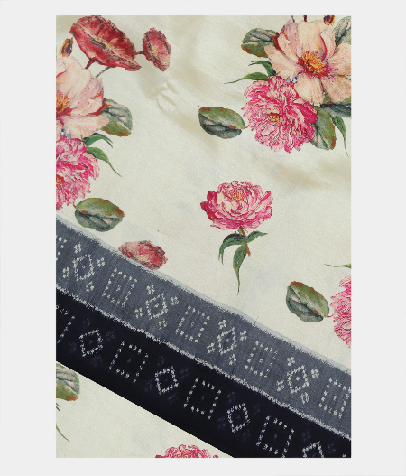 Off White Ikat Silk Saree T198814-image