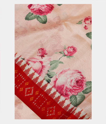 Light Pink Ikat Silk Saree T198820-image