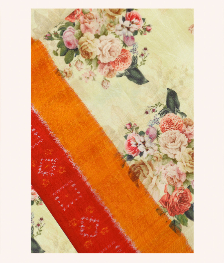 Yellow Ikat Silk Saree T191572-image