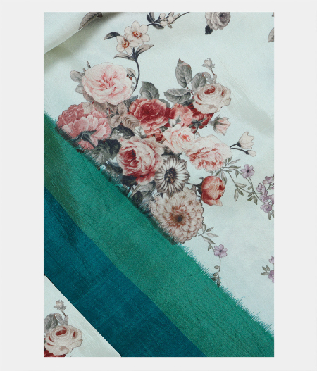 Light Blue Ikat Silk Saree T191563-image