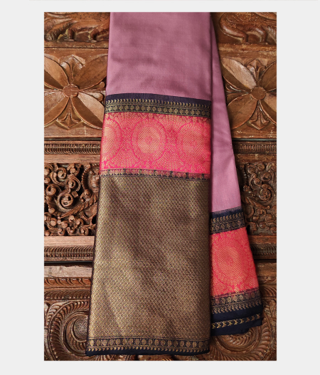Mauve Pink Twill Kanjivaram Silk Saree T171817-image