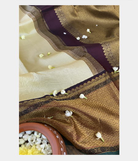 Cream Handwoven Kanjivaram Silk Saree T193167-image