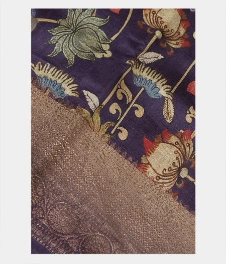 Blue Tussar Printed Saree T188743-image