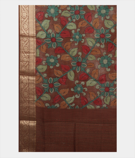Brown Tussar Printed Saree T1898294