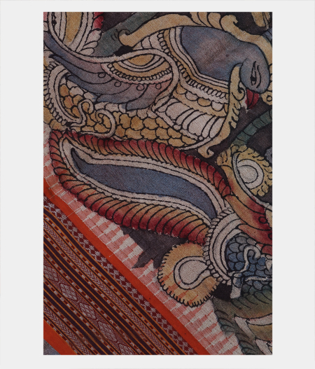 Grey Tussar Kalamkari Saree T202022-image