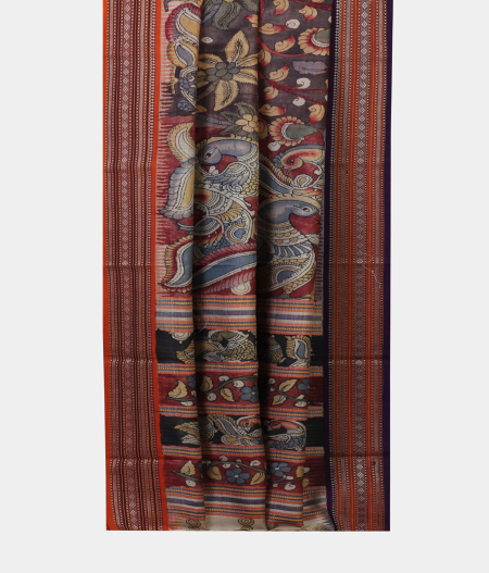 Grey Tussar Kalamkari Saree T2020222