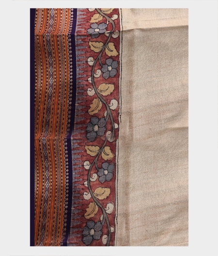 Grey Tussar Kalamkari Saree T2020223