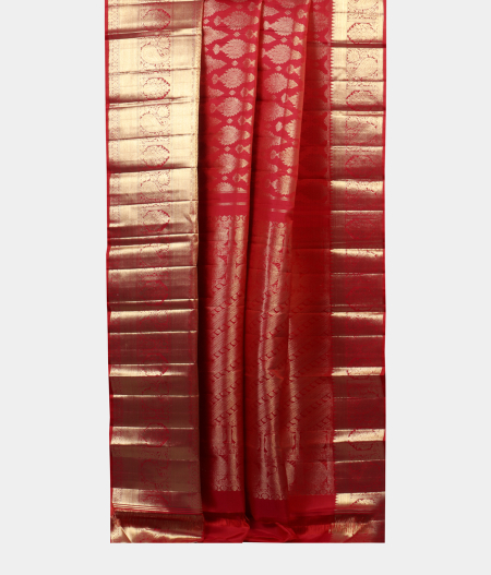 Pinkish Red Handwoven Kanjivaram Silk Saree T1907062