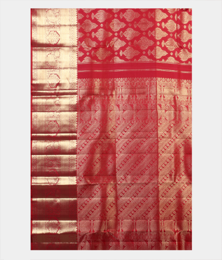 Pinkish Red Handwoven Kanjivaram Silk Saree T1907064